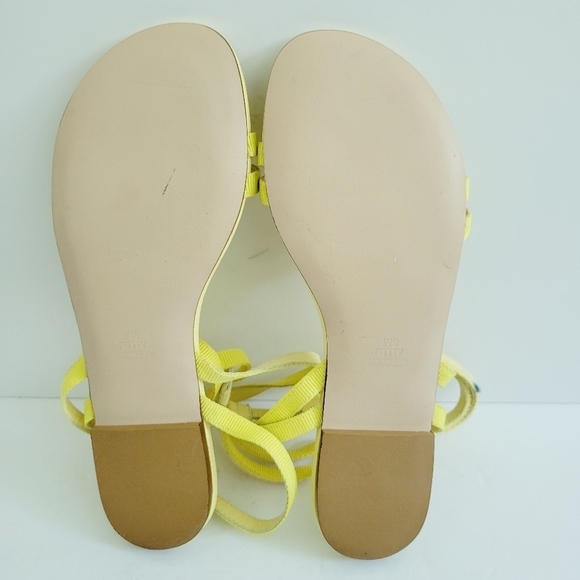 NEW Rebecca Allen Yellow Flat Two Strap Sandal - Picture 6 of 6